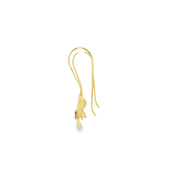 Gold Plated Sterling Silver Two Tone Hanging Flower Earrings Image 2 Erica DelGardo Jewelry Designs Houston, TX