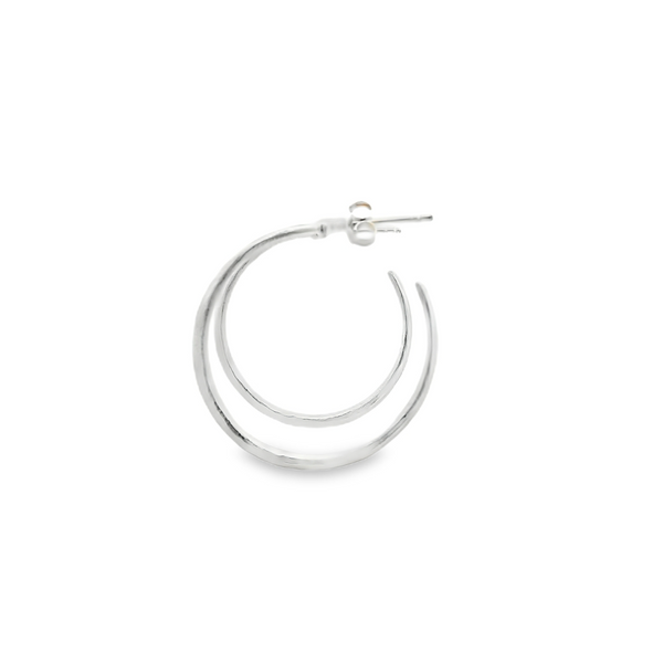 Sterling Silver Medium Textured Hoops Image 2 Erica DelGardo Jewelry Designs Houston, TX