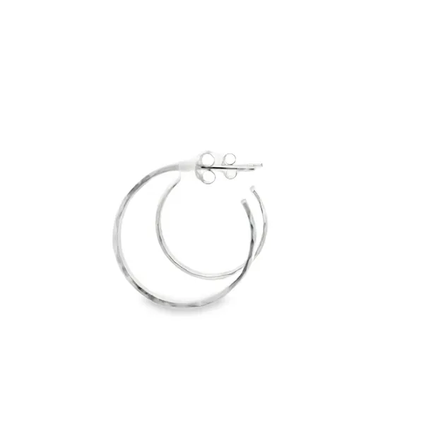 Sterling Silver Small Flat Hammered Hoops Image 2 Erica DelGardo Jewelry Designs Houston, TX