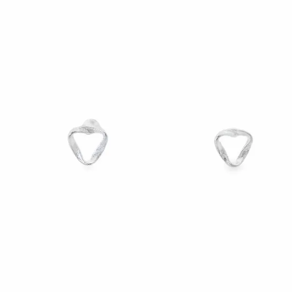 Sterling Silver Brushed Twisted Triangle Stud Earrings Erica DelGardo Jewelry Designs Houston, TX