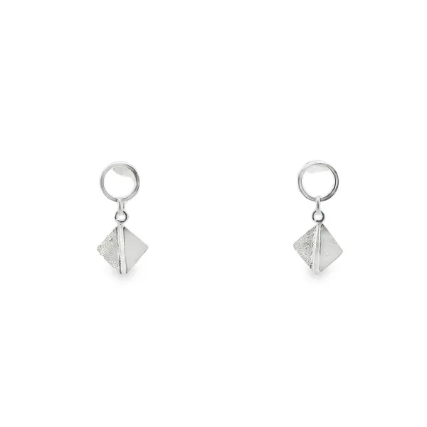 Sterling Silver Circle with 3-D Dangle Earrings Erica DelGardo Jewelry Designs Houston, TX