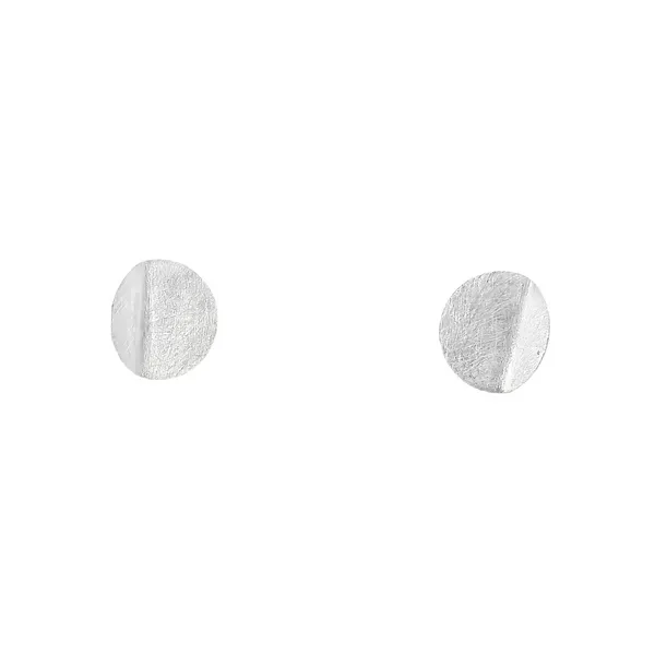 Sterling Silver Brushed Folded Circle Stud Earrings Erica DelGardo Jewelry Designs Houston, TX