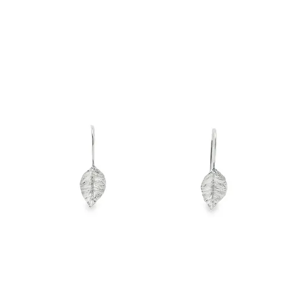 Sterling Silver  Small Folded Dangle Leaf Earrings Erica DelGardo Jewelry Designs Houston, TX