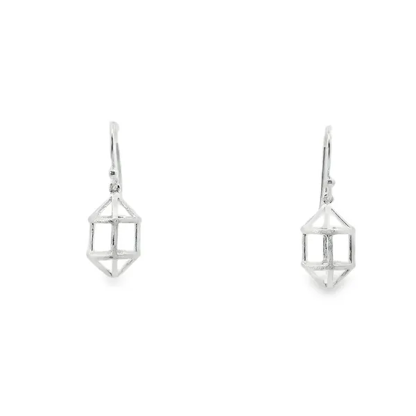 Sterling Silver Geometric Bird Cage Earrings Erica DelGardo Jewelry Designs Houston, TX