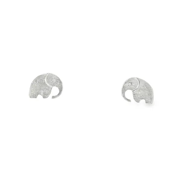 Sterling Silver Medium Elephant Stud Earrings - Brushed Finished Erica DelGardo Jewelry Designs Houston, TX