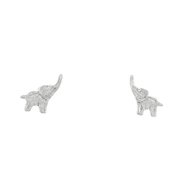 Sterling Silver Medium Elephant Stud Earrings - Brushed Finished Erica DelGardo Jewelry Designs Houston, TX