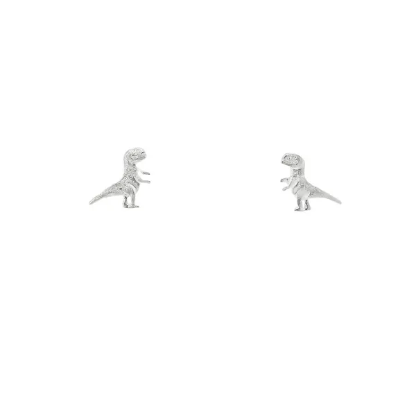 Sterling Silver T-Rex Stud Earrings Erica DelGardo Jewelry Designs Houston, TX