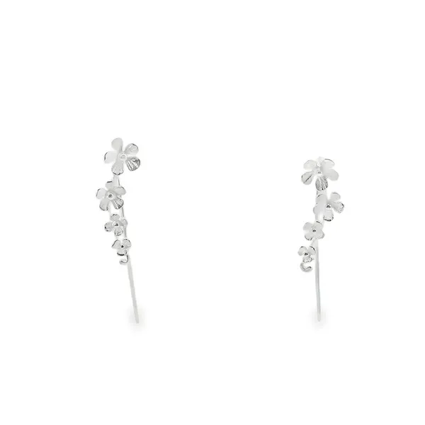 Sterling Silver Delicate Flower Climber Style Earrings Erica DelGardo Jewelry Designs Houston, TX