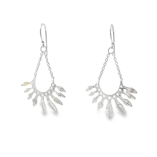 Sterling Silver Leaf Crown Dangle Earrings Erica DelGardo Jewelry Designs Houston, TX