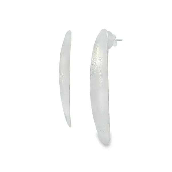 Sterling Silver Elongated Oval Stud Earrings Image 2 Erica DelGardo Jewelry Designs Houston, TX