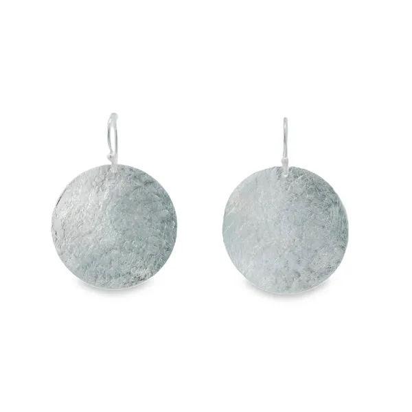 Sterling Silver Textures Circle Dangle Earrings Erica DelGardo Jewelry Designs Houston, TX