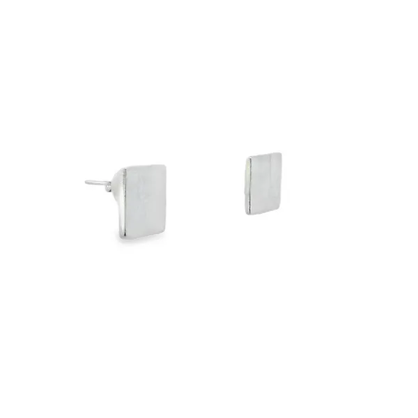 Sterling Silver Medium Brushed Square Studs Image 2 Erica DelGardo Jewelry Designs Houston, TX