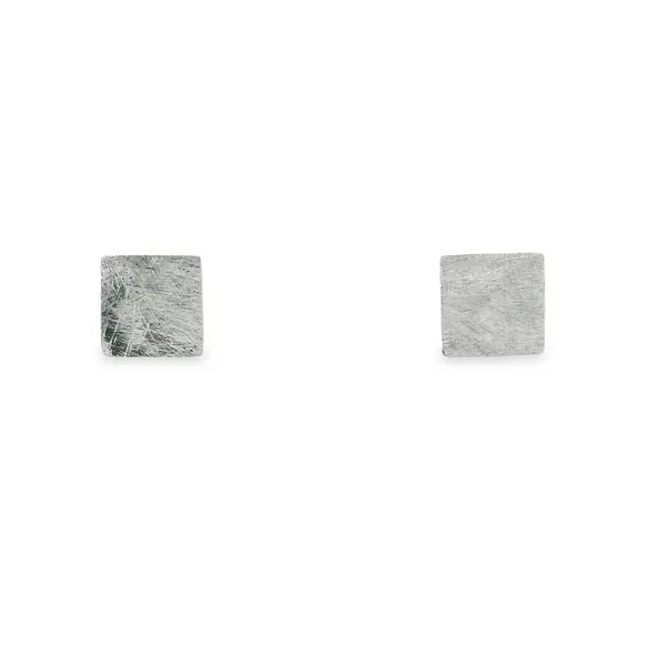 Sterling Silver Medium Brushed Square Studs Erica DelGardo Jewelry Designs Houston, TX