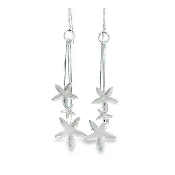 Sterling Silver Star Flower Dangling Earrings Erica DelGardo Jewelry Designs Houston, TX