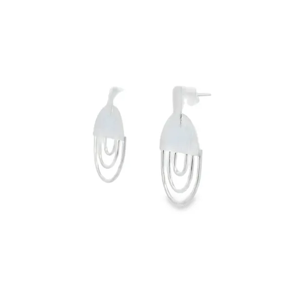 Sterling Silver Mid-Century Modern Arch Earrings Image 2 Erica DelGardo Jewelry Designs Houston, TX