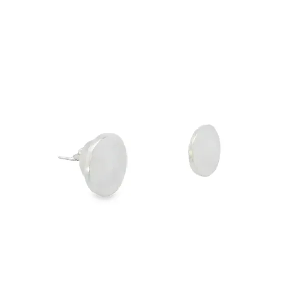 Sterling Silver Medium Brushed Circle Stud Earrings Image 2 Erica DelGardo Jewelry Designs Houston, TX