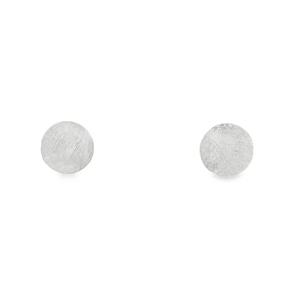 Sterling Silver Medium Brushed Circle Stud Earrings Erica DelGardo Jewelry Designs Houston, TX