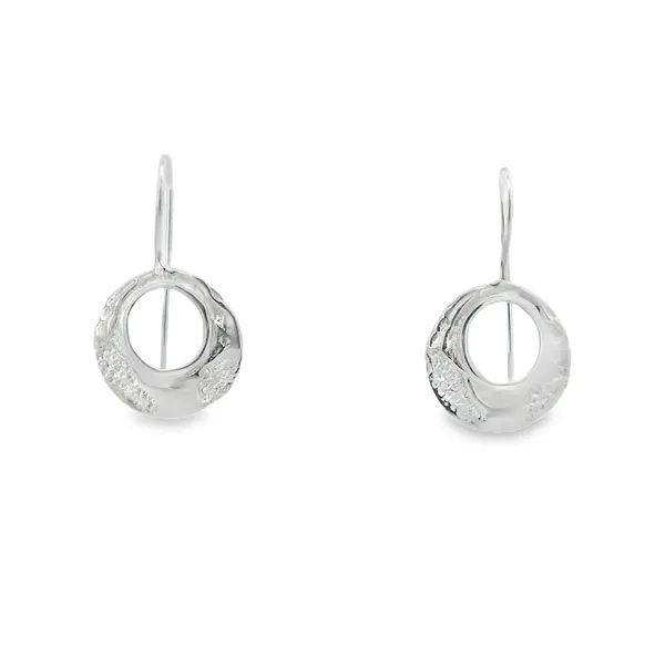 Sterling Silver Textured Open Circle Drop Earrings Erica DelGardo Jewelry Designs Houston, TX