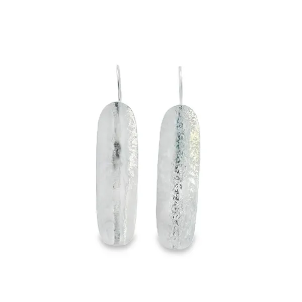 Sterling Silver Elongated Textured Oval Drop Earrings Erica DelGardo Jewelry Designs Houston, TX