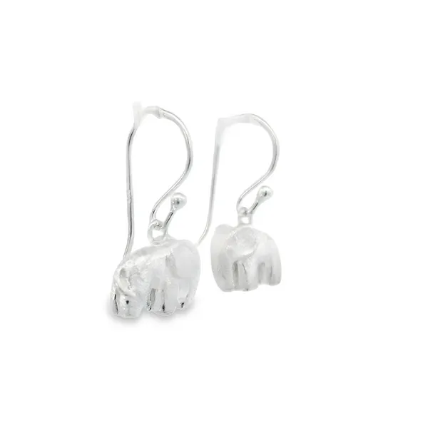 Sterling Silver Dangling Elephant Earrings Image 2 Erica DelGardo Jewelry Designs Houston, TX