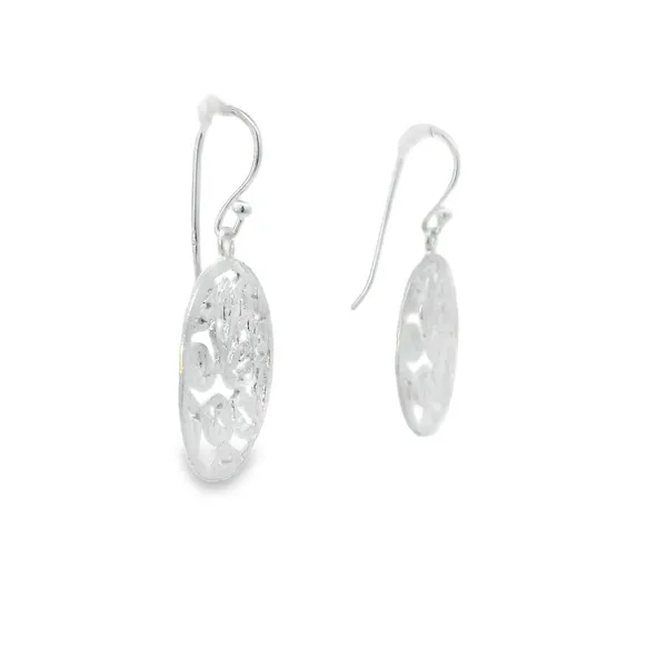 Sterling Silver Leaves In Circle Earrings Image 2 Erica DelGardo Jewelry Designs Houston, TX