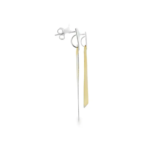 Gold Plated Sterling Silver  Brushed Triangle Studs Image 2 Erica DelGardo Jewelry Designs Houston, TX