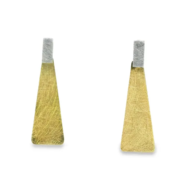 Gold Plated Sterling Silver  Brushed Triangle Studs Erica DelGardo Jewelry Designs Houston, TX