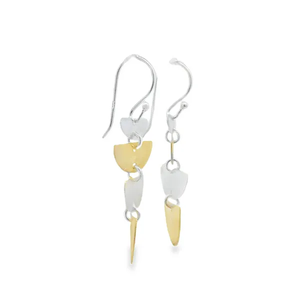 Gold Plated Sterling Silver  Dangling Half Circles Earrings Image 2 Erica DelGardo Jewelry Designs Houston, TX