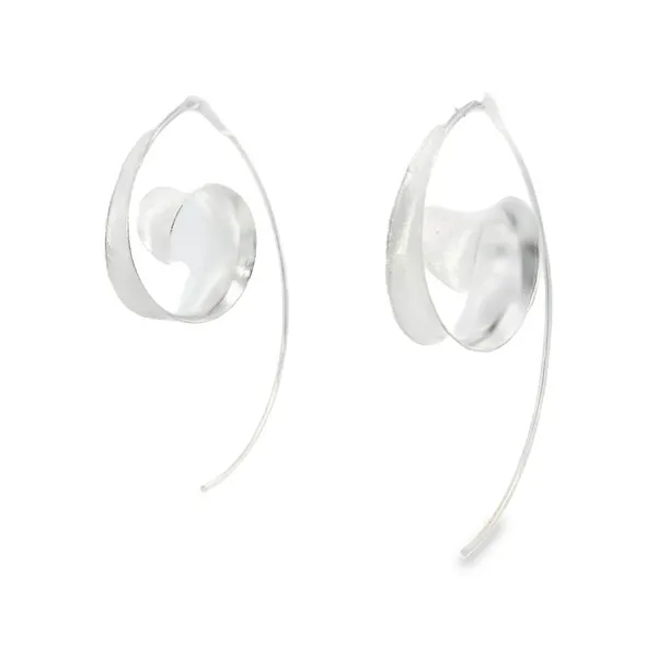 Sterling Silver Medium Brushed Finish Curl Earrings Erica DelGardo Jewelry Designs Houston, TX