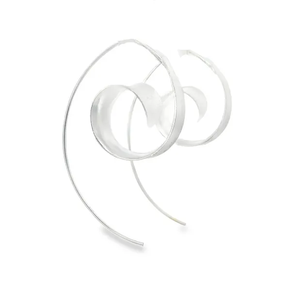 Sterling Silver Medium Brushed Finish Curl Earrings Image 2 Erica DelGardo Jewelry Designs Houston, TX