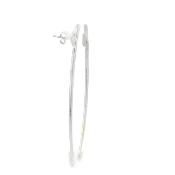 Sterling Silver Brushed Finish Long Curved Stick Earrings Image 2 Erica DelGardo Jewelry Designs Houston, TX