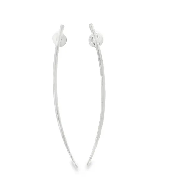 Sterling Silver Brushed Finish Long Curved Stick Earrings Erica DelGardo Jewelry Designs Houston, TX