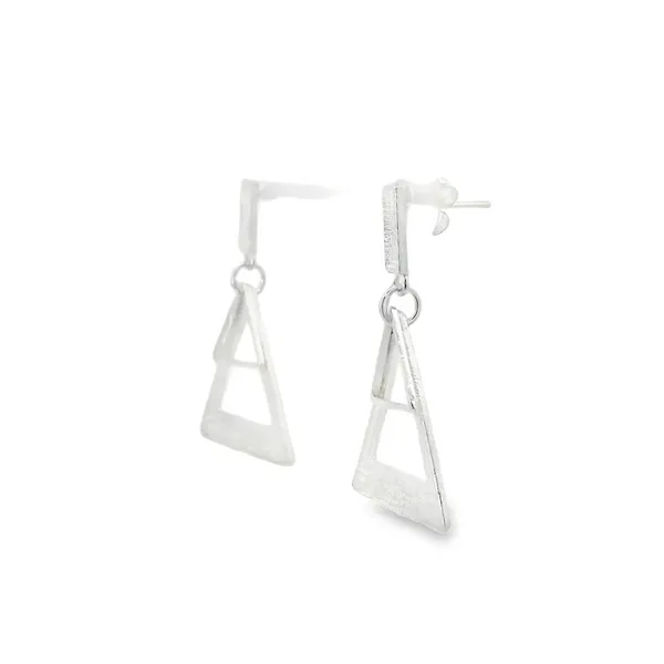Sterling Silver Double Triangle Dangle Earrings Image 2 Erica DelGardo Jewelry Designs Houston, TX