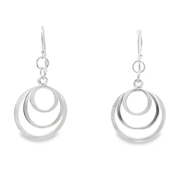 Sterling Silver Mixed Finish Triple Circle Dangle Earrings Erica DelGardo Jewelry Designs Houston, TX
