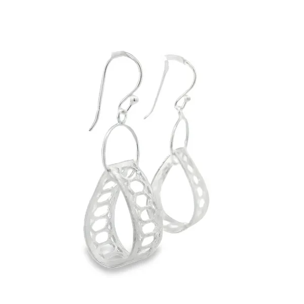 Sterling Silver Teardrop Lace Loop Earrings Image 2 Erica DelGardo Jewelry Designs Houston, TX