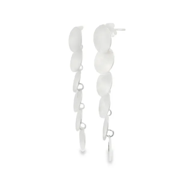 Sterling Silver Stacked Circle Dangle Earrings Image 2 Erica DelGardo Jewelry Designs Houston, TX