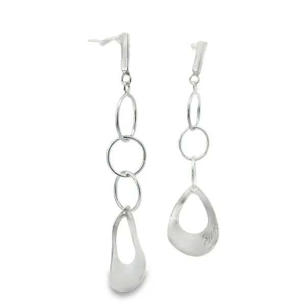 Sterling Silver Groovy Teardrop Chain Earrings Image 2 Erica DelGardo Jewelry Designs Houston, TX