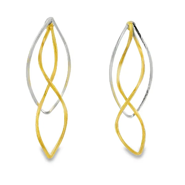 S.S. GP Two Tone Marquise Swirl Earrings Erica DelGardo Jewelry Designs Houston, TX