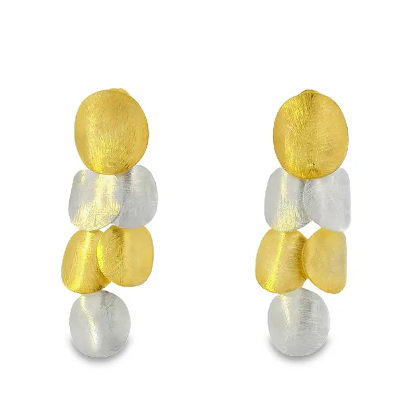 S.S. GP Two Tone Circle Cluster Dangle Earrings Erica DelGardo Jewelry Designs Houston, TX