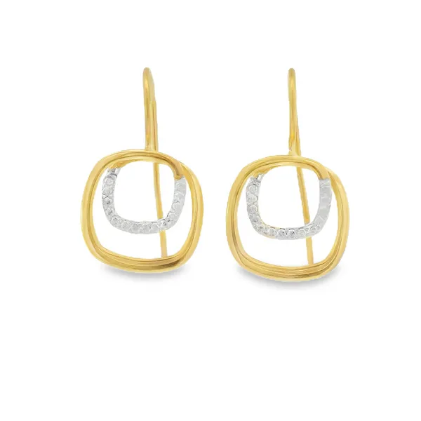 S.S. GP Two Tone Rounded Square Double Loop Earrings Erica DelGardo Jewelry Designs Houston, TX