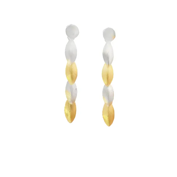 S.S. GP Two Tone Marquise Dangles Medium Earrings Erica DelGardo Jewelry Designs Houston, TX