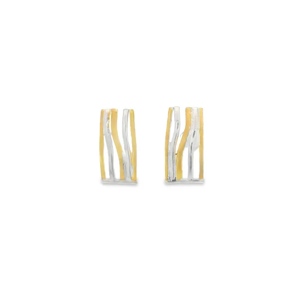 S.S. GP Two Tone Abstract Rectangular Studs Erica DelGardo Jewelry Designs Houston, TX