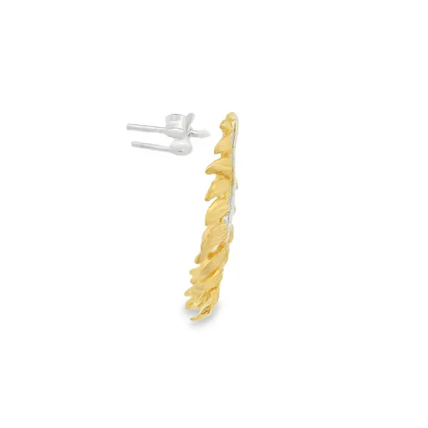 S.S. GP Two Tone Fern Leaf Stud Earrings Image 2 Erica DelGardo Jewelry Designs Houston, TX