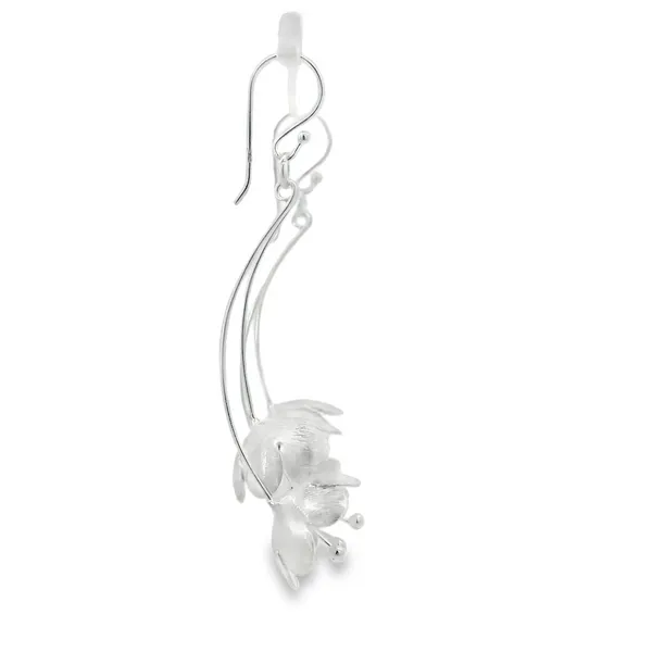 Sterling Silver Large Dangling Flower Earrings Image 3 Erica DelGardo Jewelry Designs Houston, TX