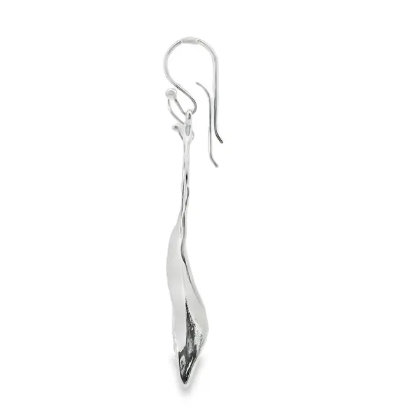 Sterling Silver Large Textured Dangling Leaf Earrings Image 2 Erica DelGardo Jewelry Designs Houston, TX