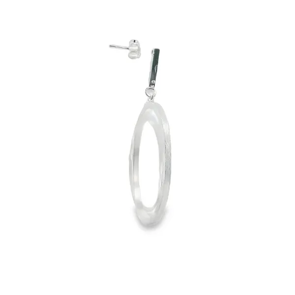 Sterling Silver Brushed Hanging Circle Earrings Image 2 Erica DelGardo Jewelry Designs Houston, TX