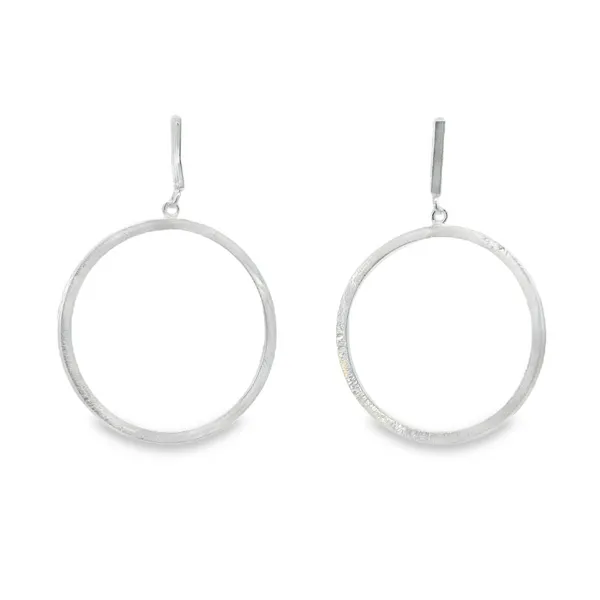 Sterling Silver Brushed Hanging Circle Earrings Erica DelGardo Jewelry Designs Houston, TX