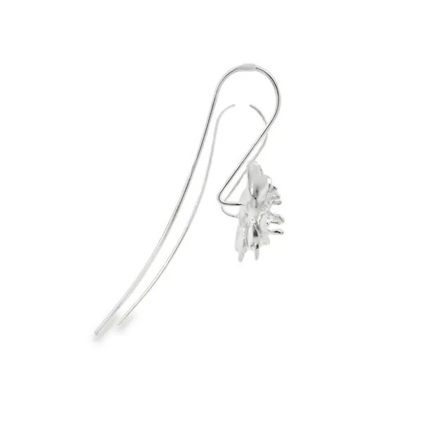 Sterling Silver Large Single Flower Drop Earrings Image 2 Erica DelGardo Jewelry Designs Houston, TX