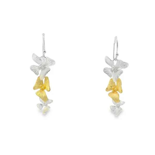 G.P. Sterling Silver Two tone Dangling Flower Earrings Erica DelGardo Jewelry Designs Houston, TX