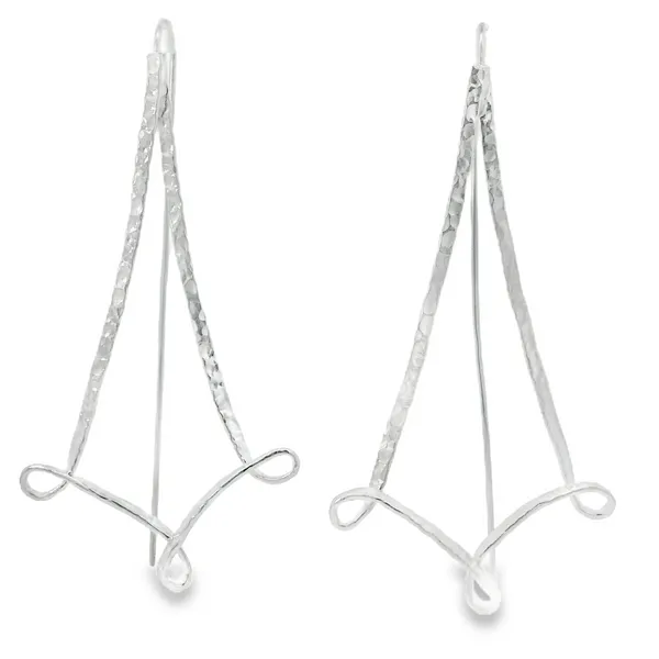 Sterling Silver Hammered Large Triangular Drop Earrings Erica DelGardo Jewelry Designs Houston, TX